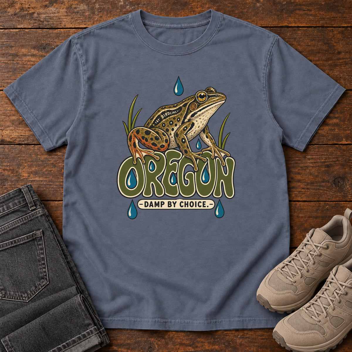Oregon Damp by Choice Frog T-Shirt in Denim