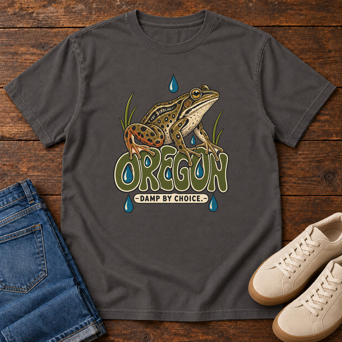Oregon Damp by Choice Frog T-Shirt in Graphite
