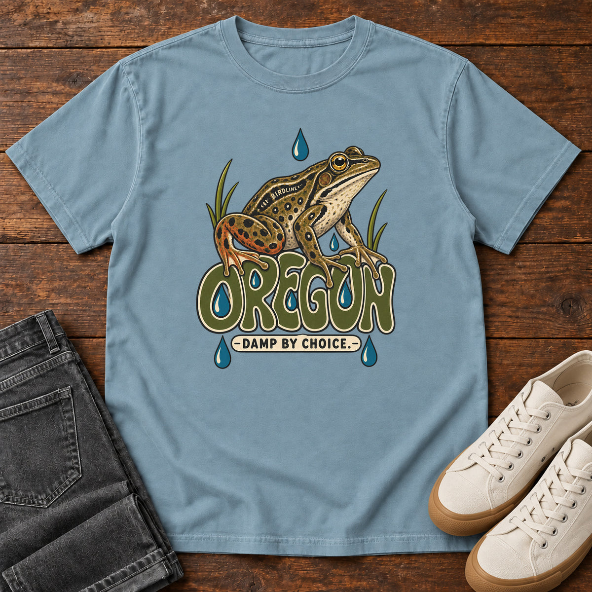Oregon Damp by Choice Frog T-Shirt in Ice Blue