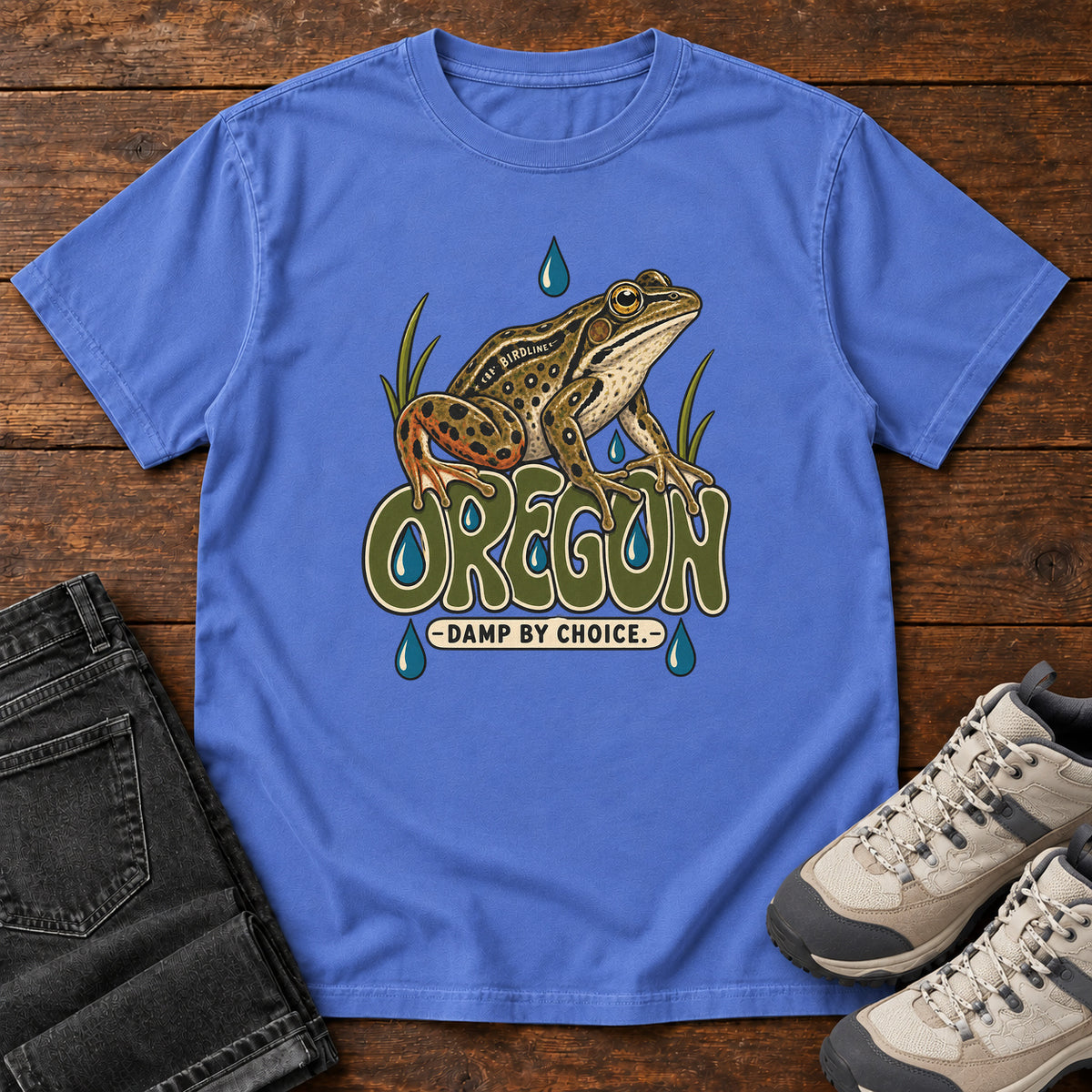Oregon Damp by Choice Frog T-Shirt in Mystic Blue