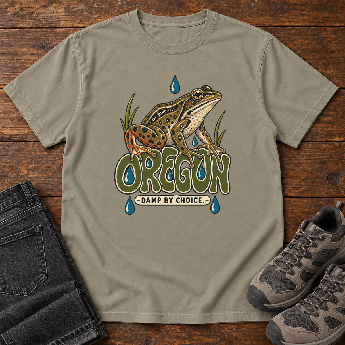 Oregon Damp by Choice Frog T-Shirt in Sandstone
