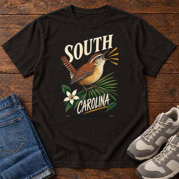 South Carolina State Bird Front Porch Volume Wren T-Shirt, alternate view