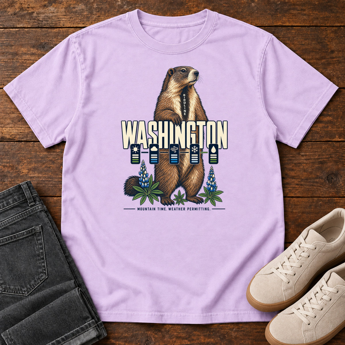 Washington Mountain Time Weather Permitting Marmot T-Shirt in Orchid