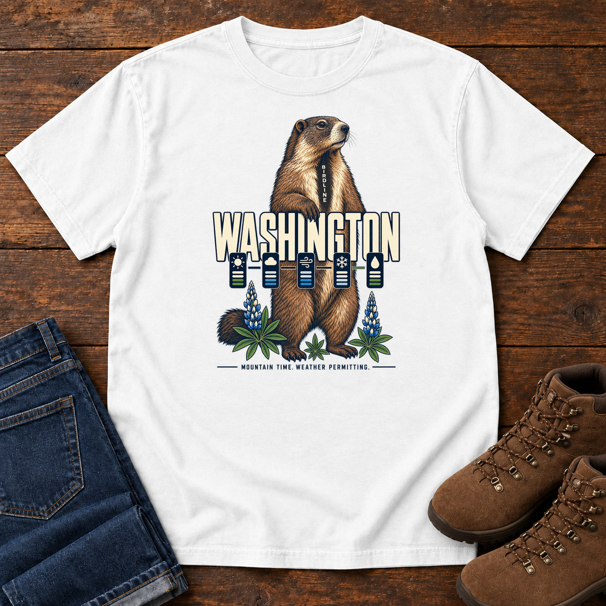 Washington Mountain Time Weather Permitting Marmot T-Shirt in White