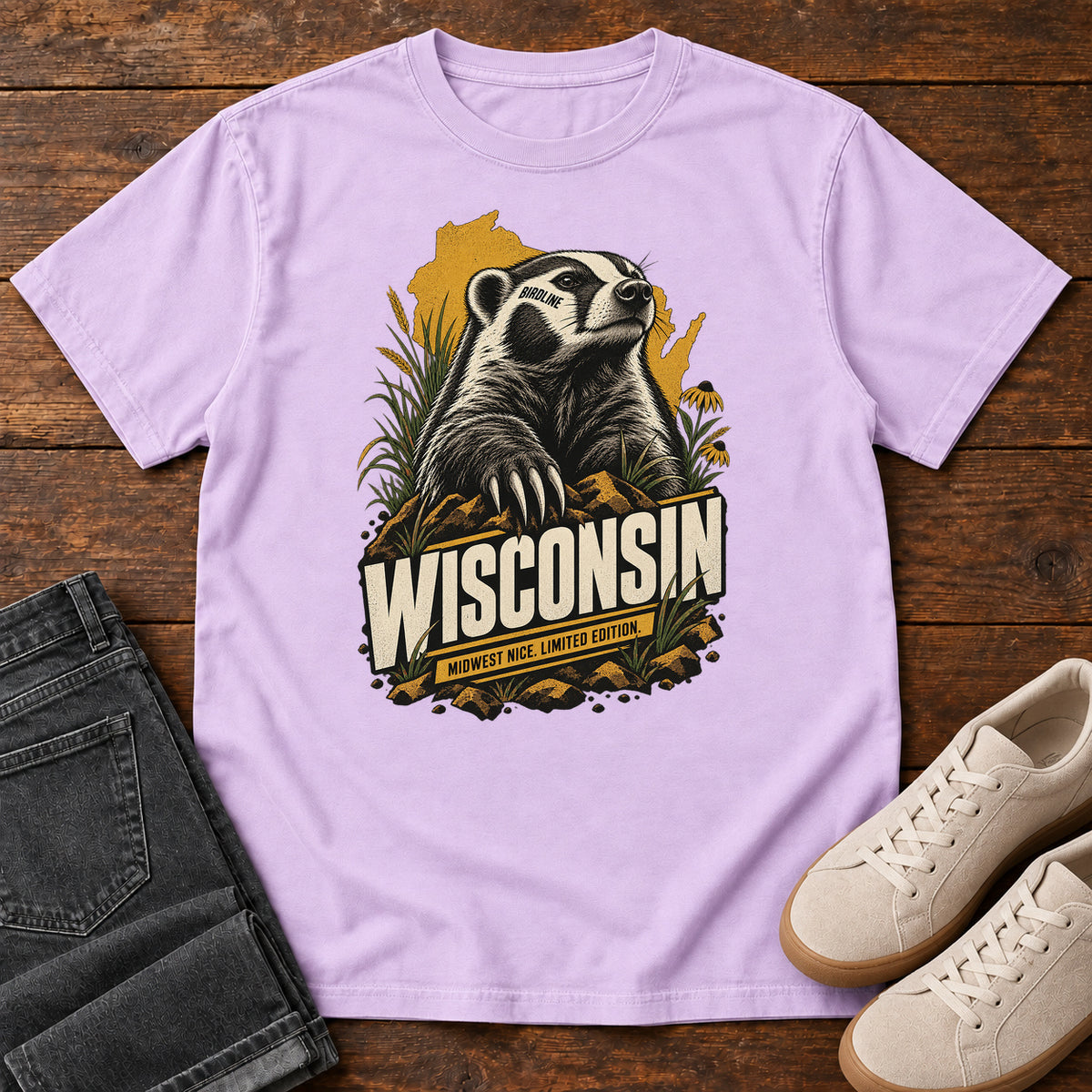 Wisconsin Midwest Nice Limited Edition Badger T-Shirt in Orchid