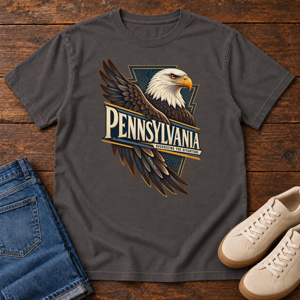 Pennsylvania Overseeing the Situation Eagle T-Shirt in Graphite