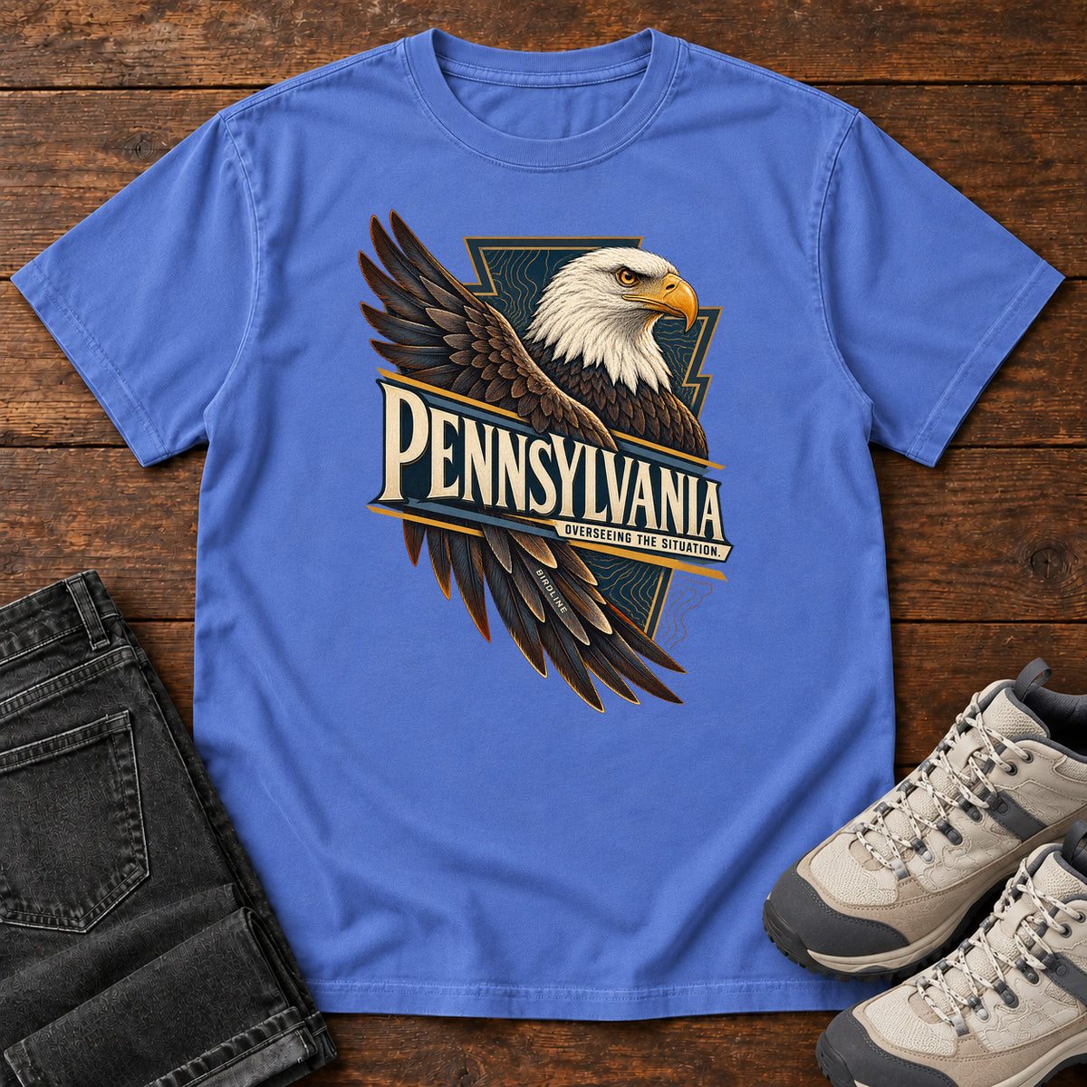 Pennsylvania Overseeing the Situation Eagle T-Shirt in Mystic Blue