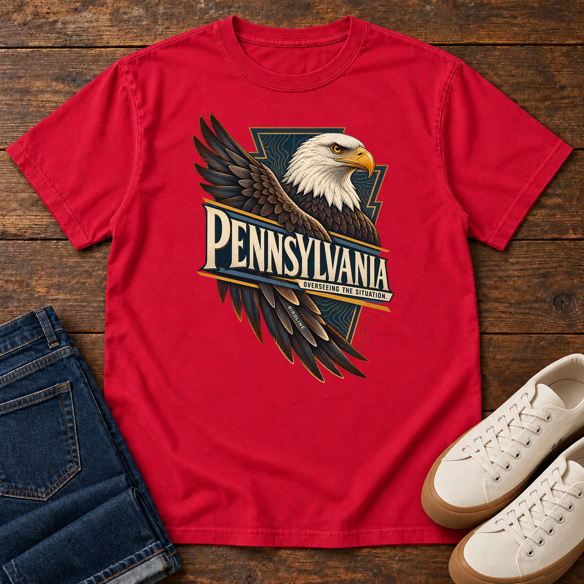 Pennsylvania Overseeing the Situation Eagle T-Shirt in Red
