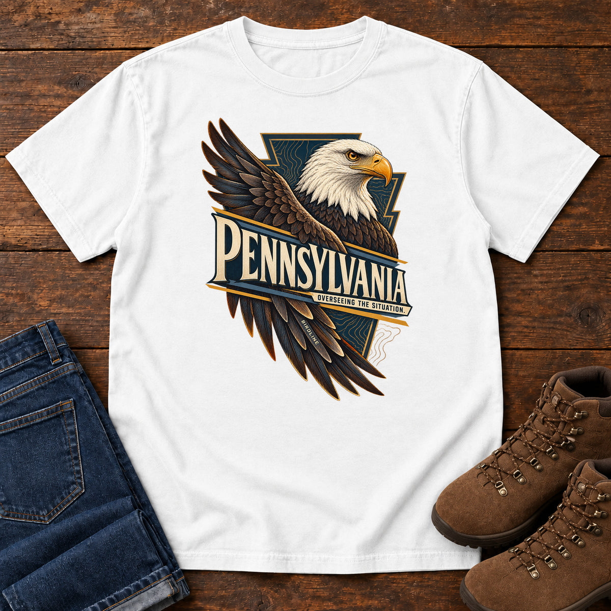 Pennsylvania Overseeing the Situation Eagle T-Shirt in White