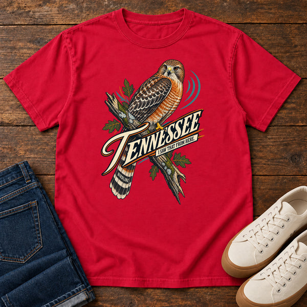 Tennessee I Saw It from Here Hawk T-Shirt in Red, front view