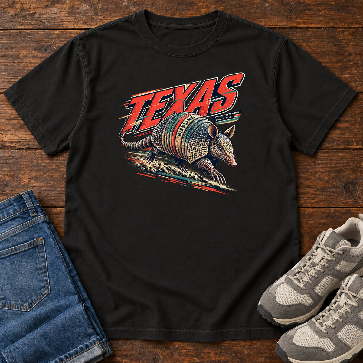 Texas Protected from the Sun Armadillo T-Shirt in Black