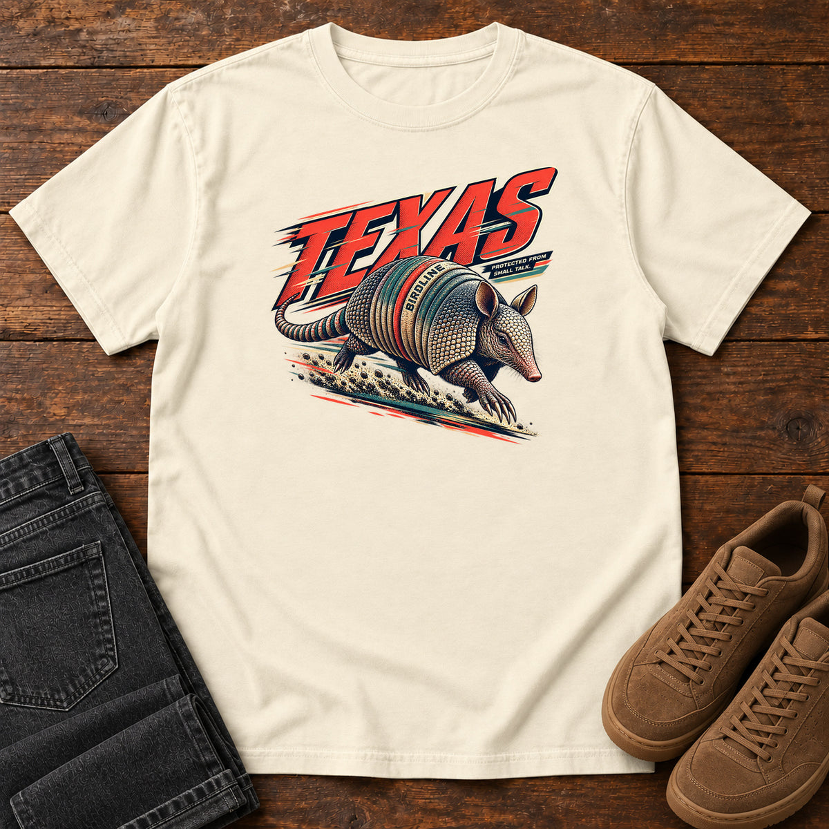Texas Protected from the Sun Armadillo T-Shirt in Ivory