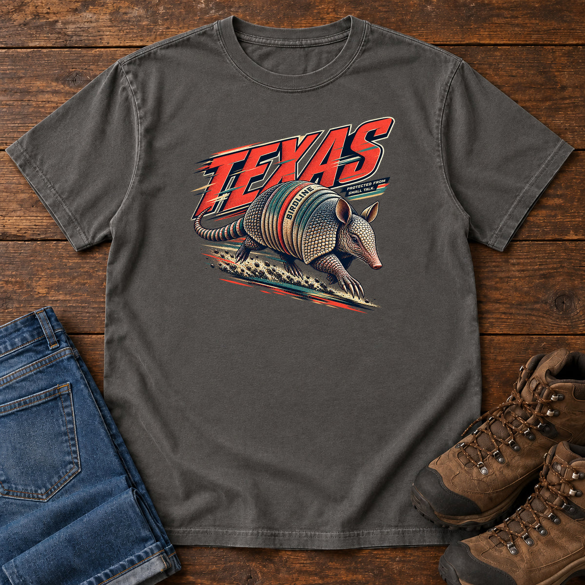 Texas Protected from the Sun Armadillo T-Shirt in Pepper