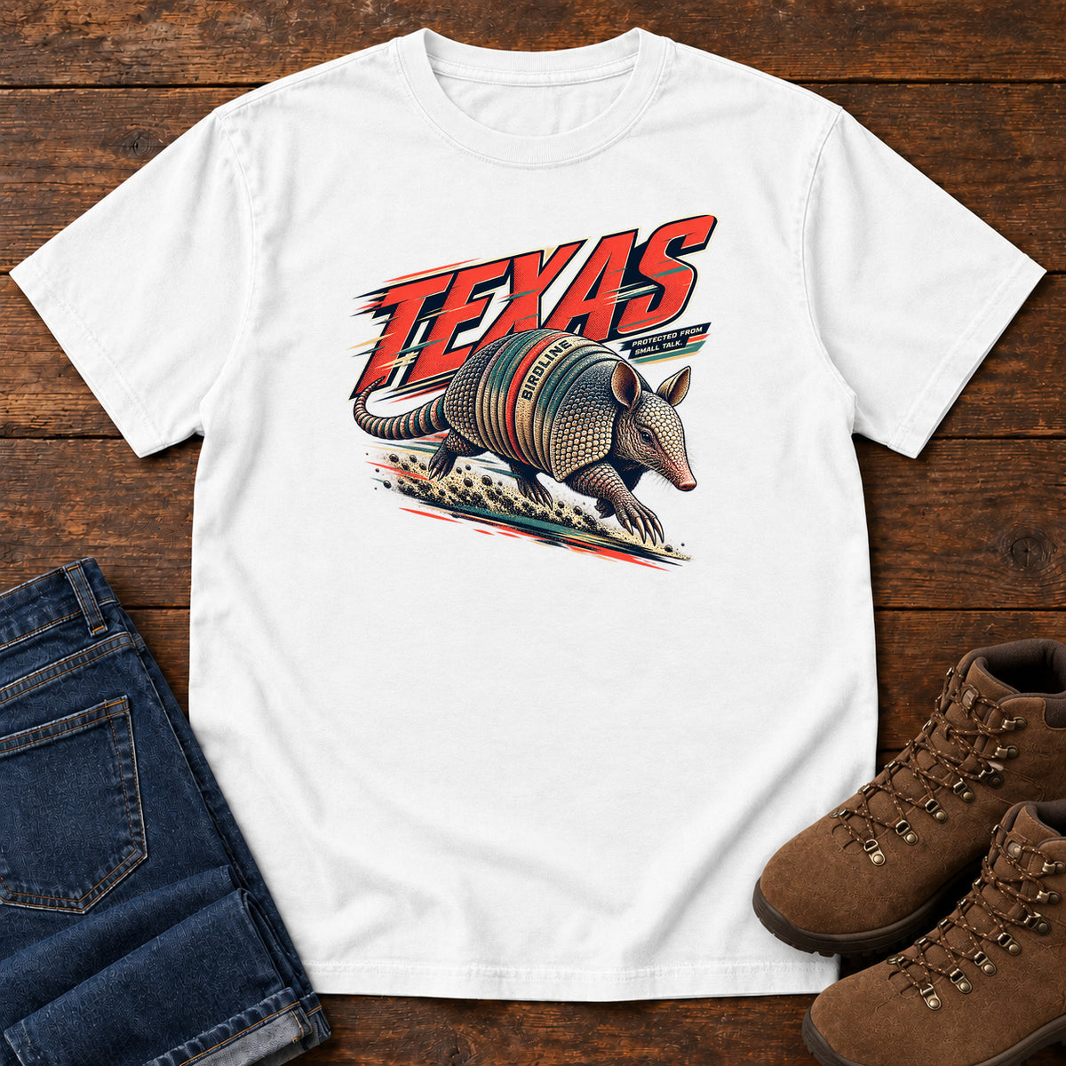 Texas Protected from the Sun Armadillo T-Shirt in White