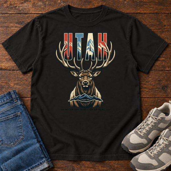 Utah Reception Is Better Up Here Elk T-Shirt, alternate view