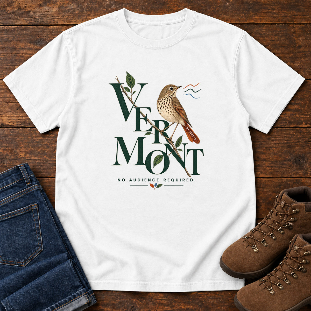 Vermont No Audience Required Thrush T-Shirt in White