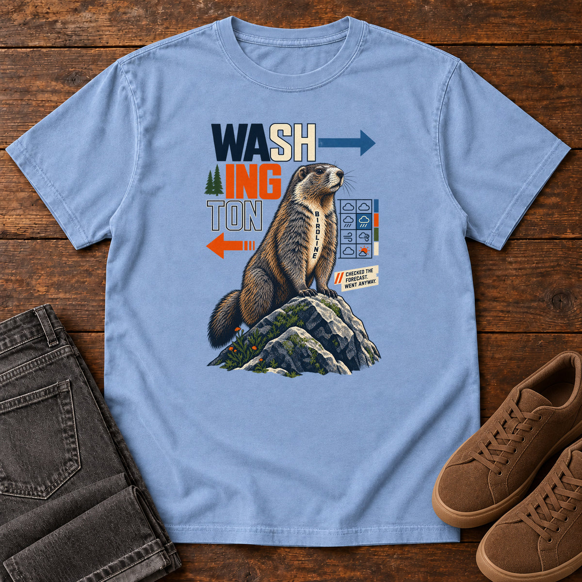 Washington Decides for Itself Marmot T-Shirt in Washed Denim
