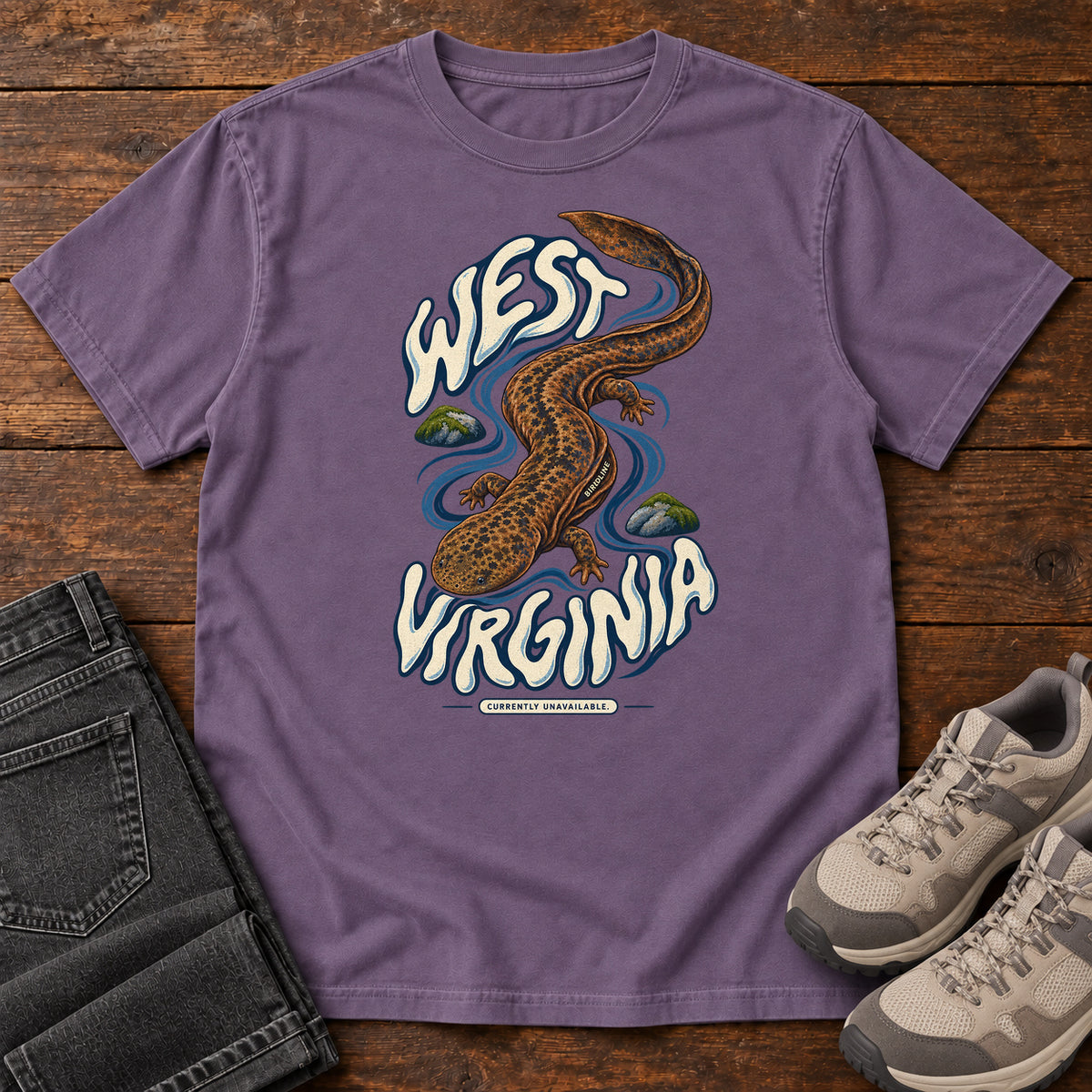 West Virginia Currently Unavailable Hellbender T-Shirt in Grape