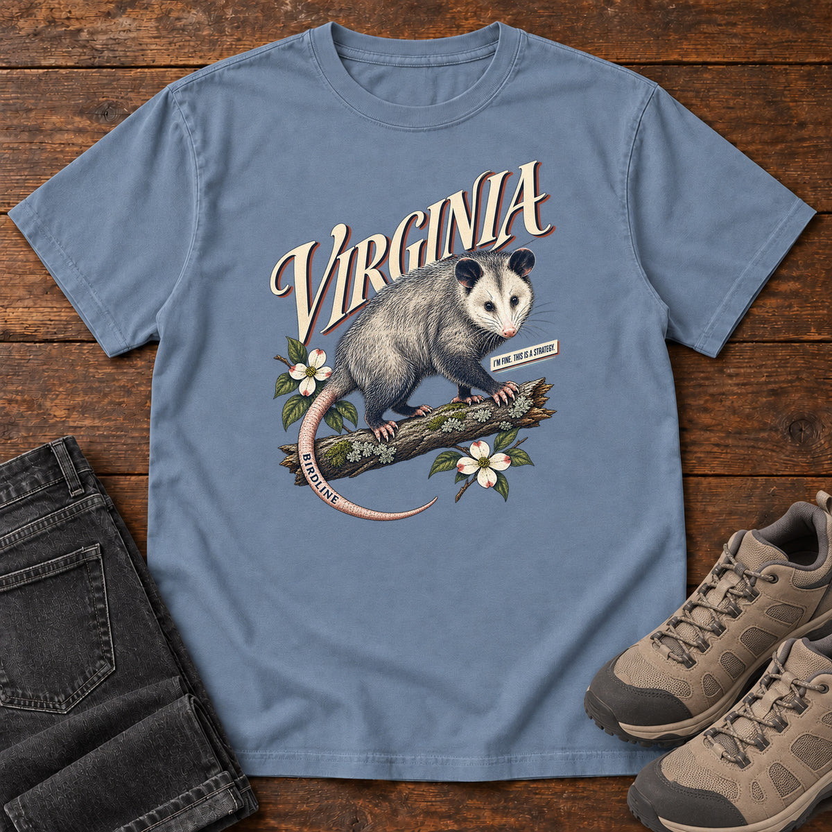 Virginia Opossum T-Shirt in Blue Jean