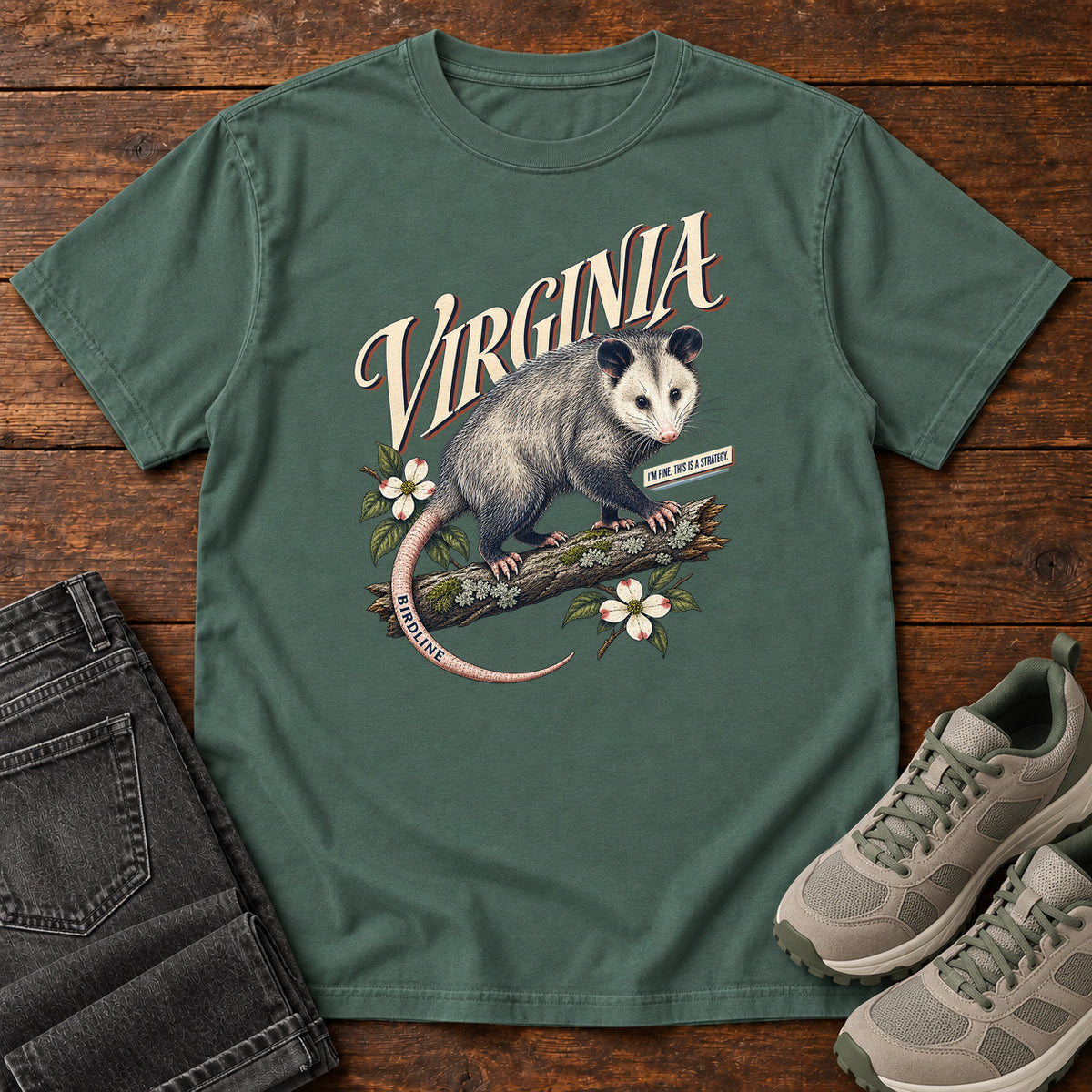 Virginia Opossum T-Shirt in Blue Spruce