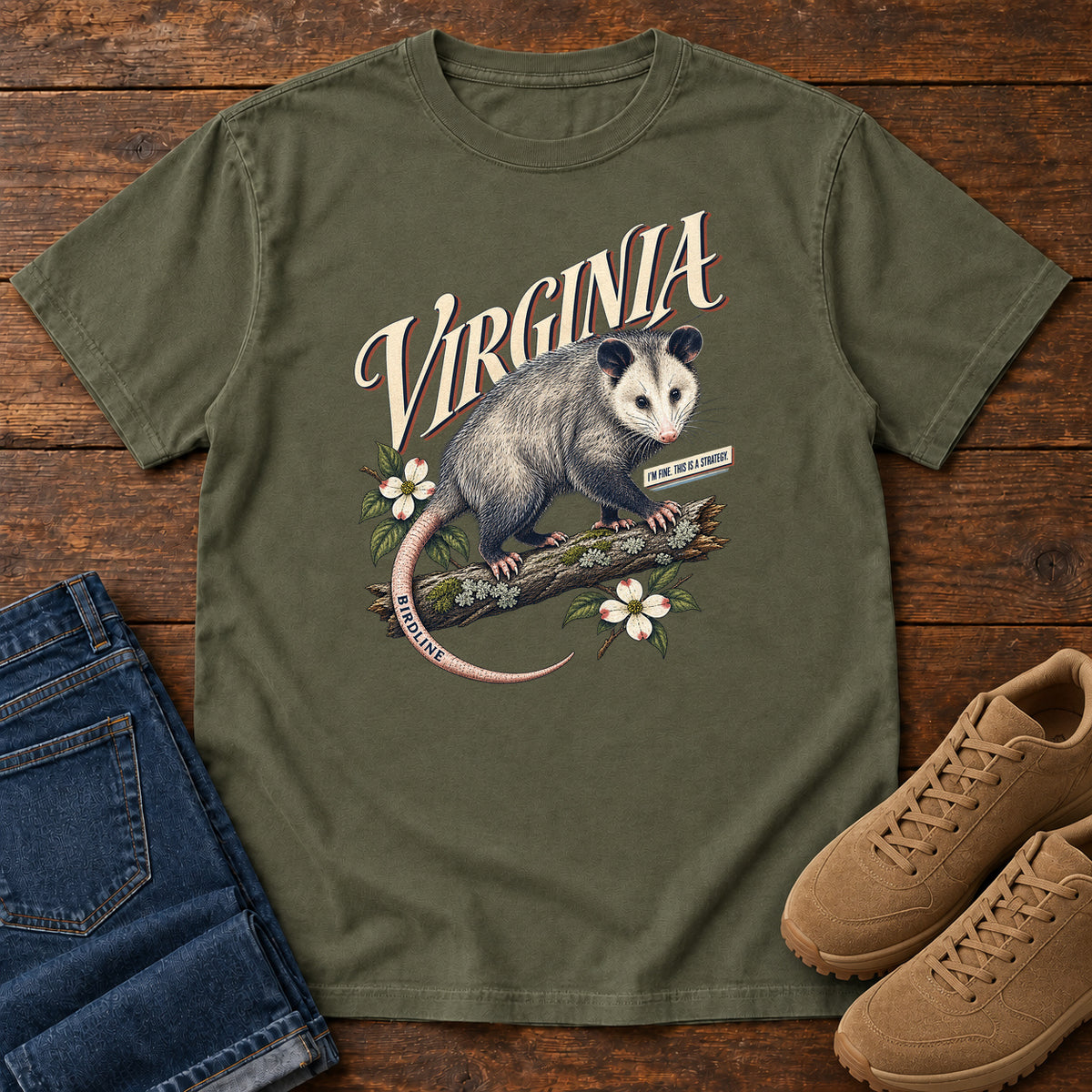 Virginia Opossum T-Shirt in Sage
