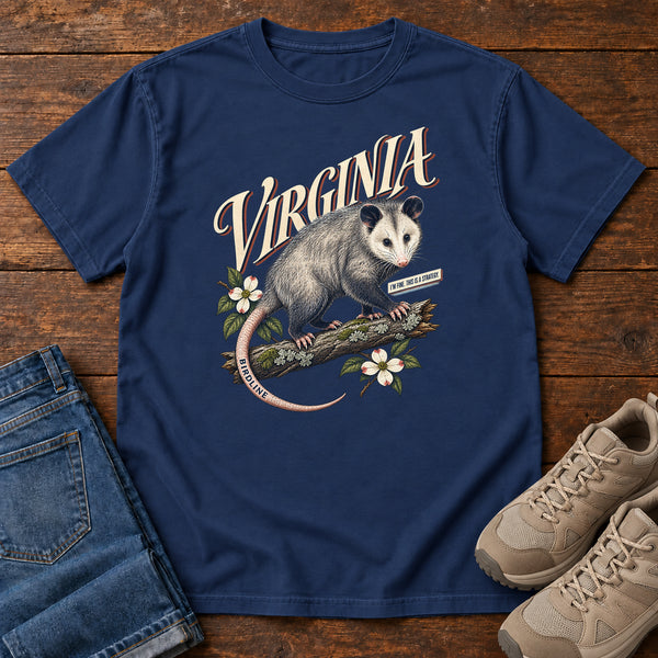 Virginia Opossum T-Shirt in True Navy, front view