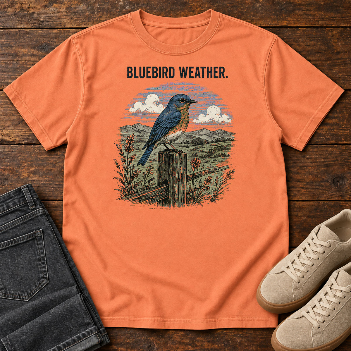 Bluebird Weather Meadow T-Shirt in Terracotta