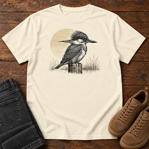 Kingfisher At Rest T-Shirt in Ivory, front view
