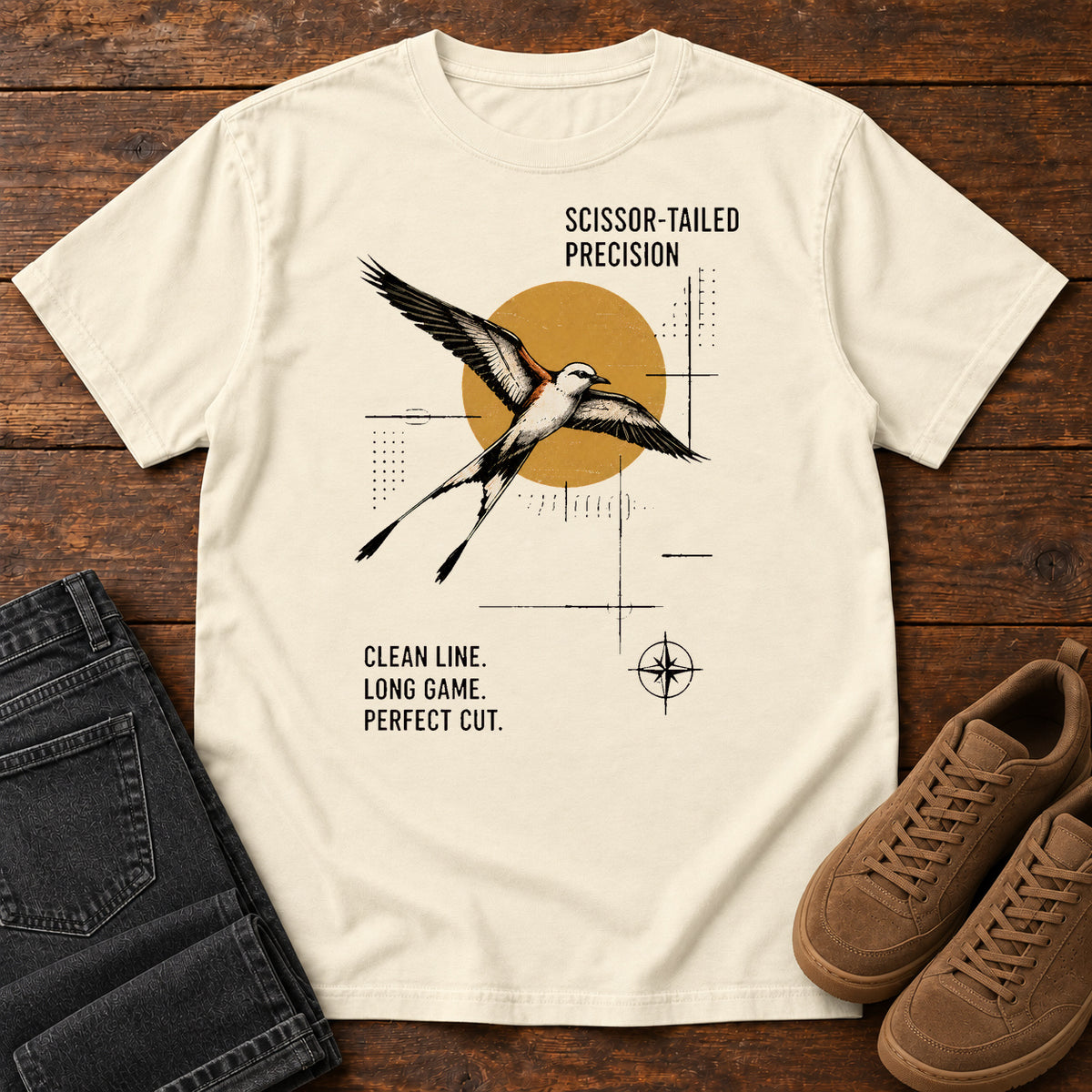 Scissor Tailed Precision T-Shirt in Ivory