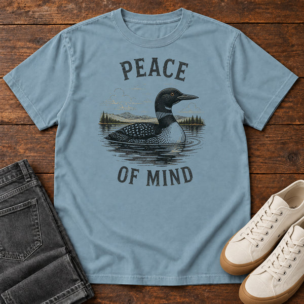 Peace of Mind Loon T-shirt in Ice Blue, front view