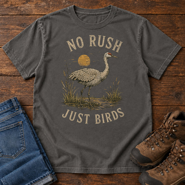 No Rush Just Birds Crane T-shirt, alternate view