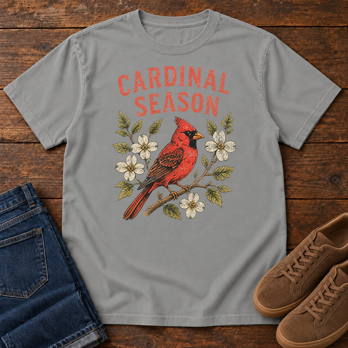 Cardinal Season T-shirt in Grey