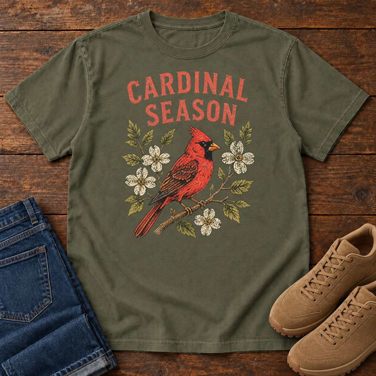 Cardinal Season T-shirt in Sage