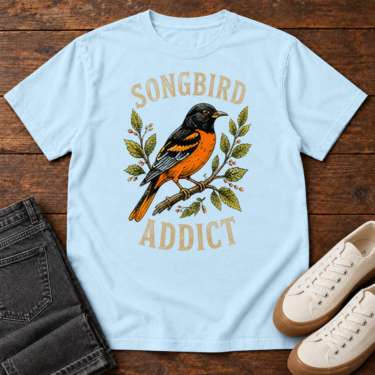 Songbird Addict T-shirt in Chambray