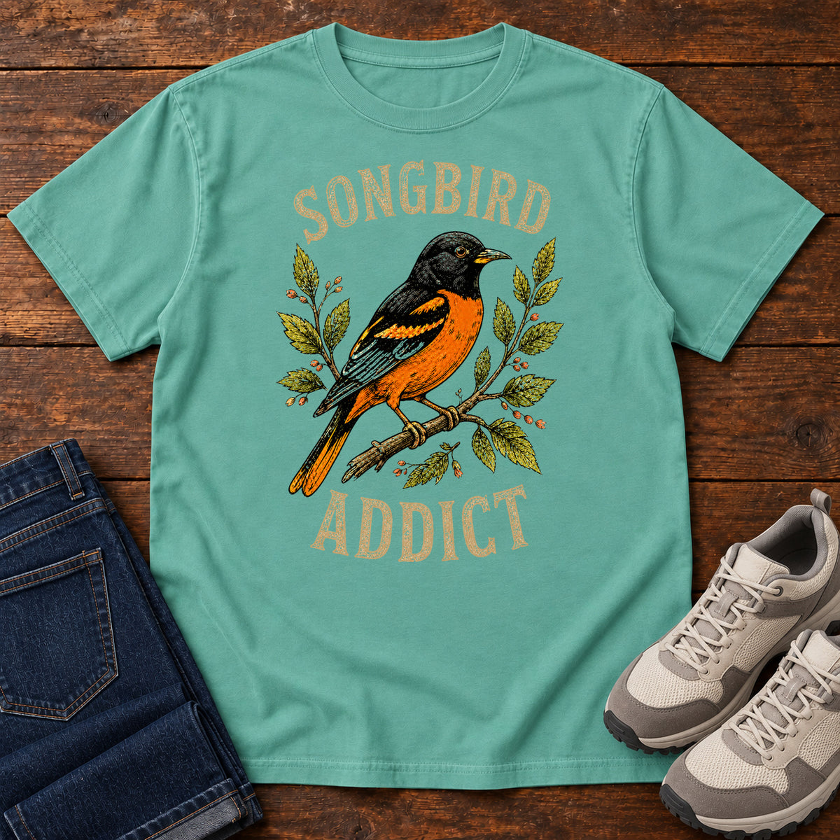 Songbird Addict T-shirt in Seafoam