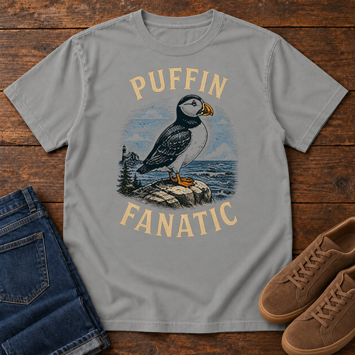 Puffin Fanatic T-shirt in Grey