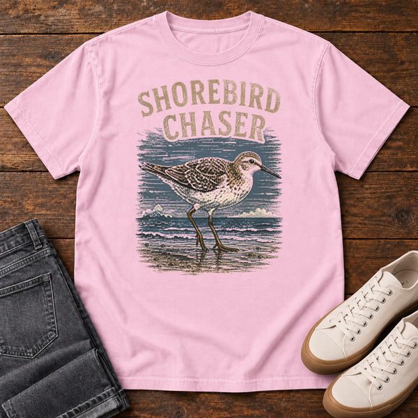 Shorebird Chaser T-shirt in Blossom, front view