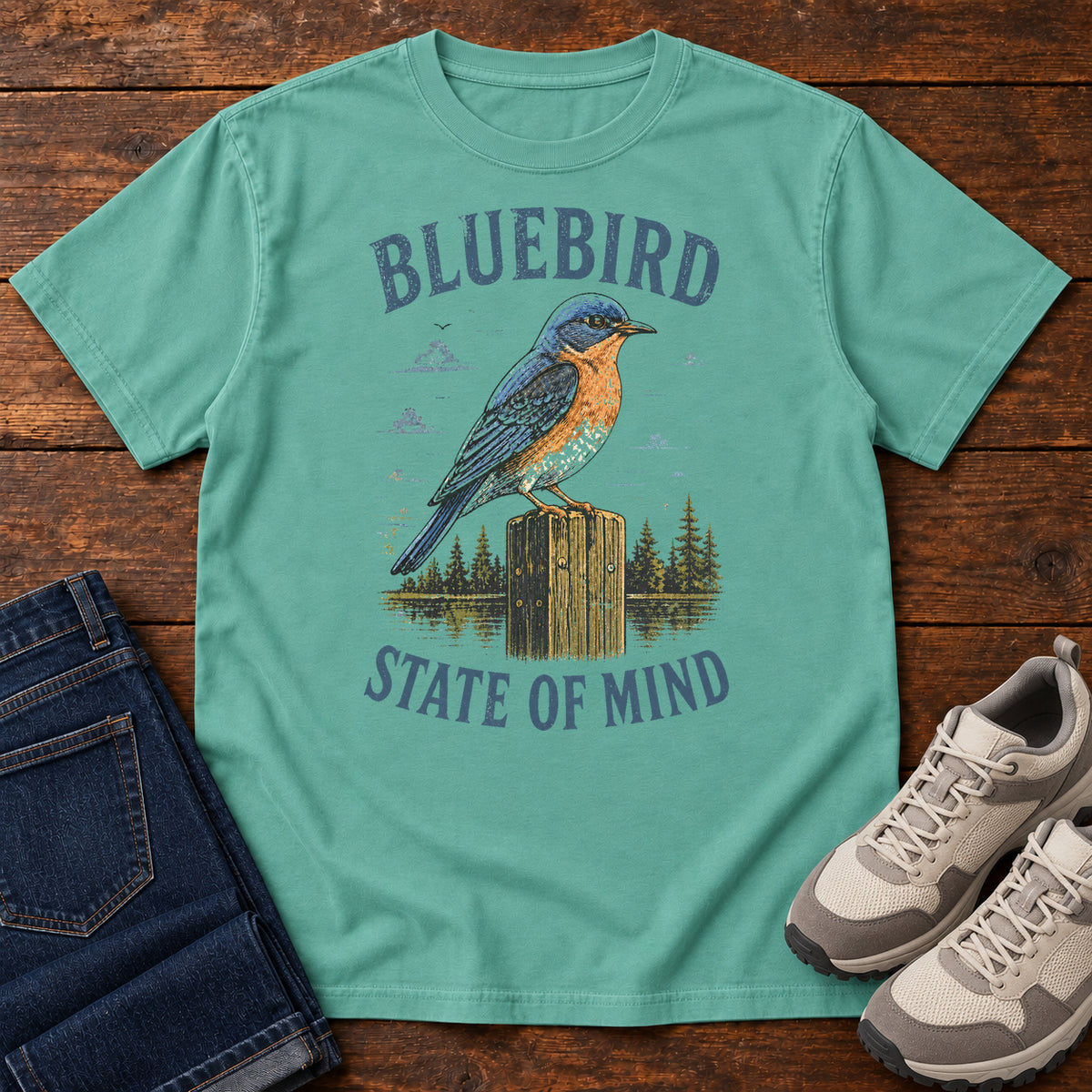Bluebird State of Mind T-shirt in Seafoam