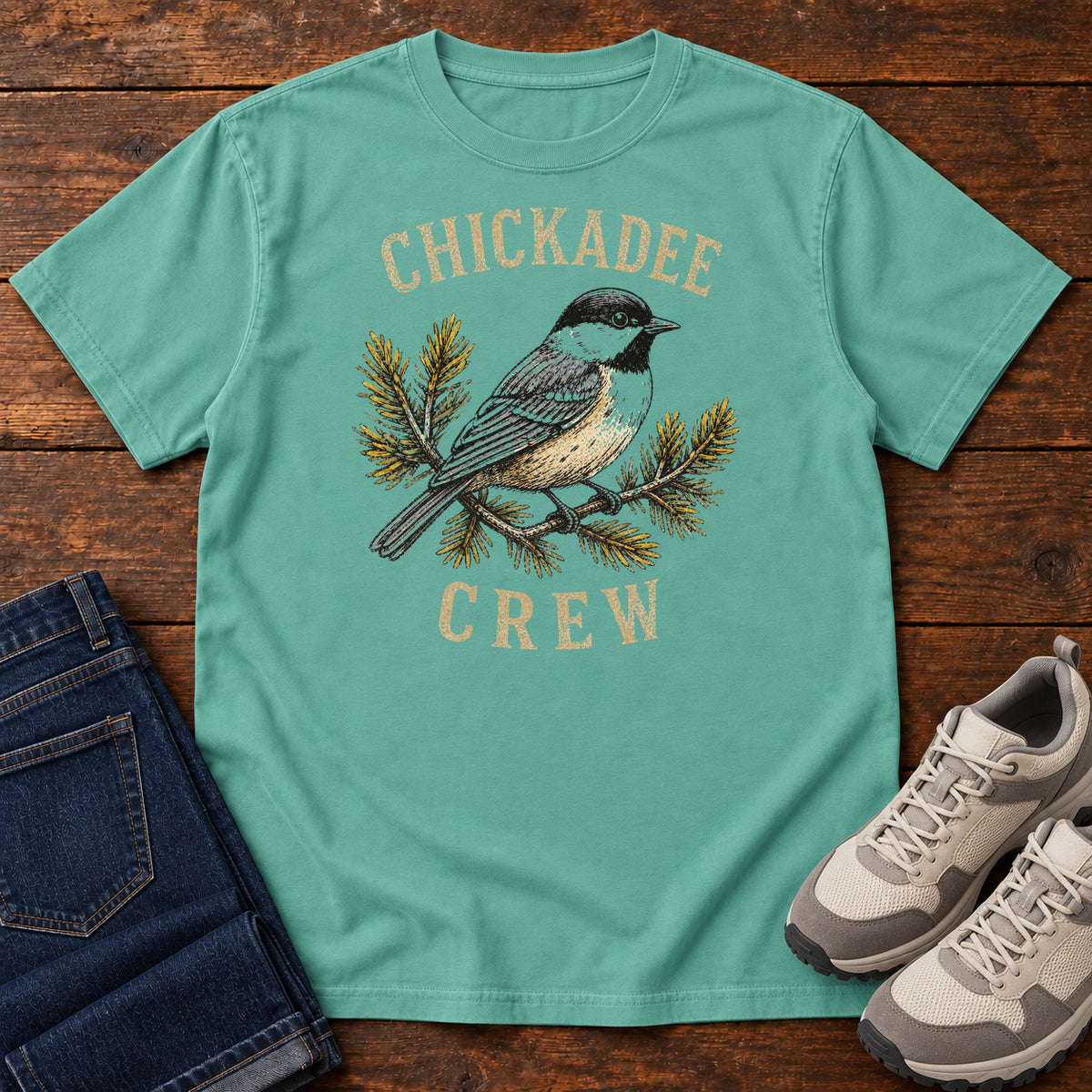 Chickadee Crew T-shirt in Seafoam