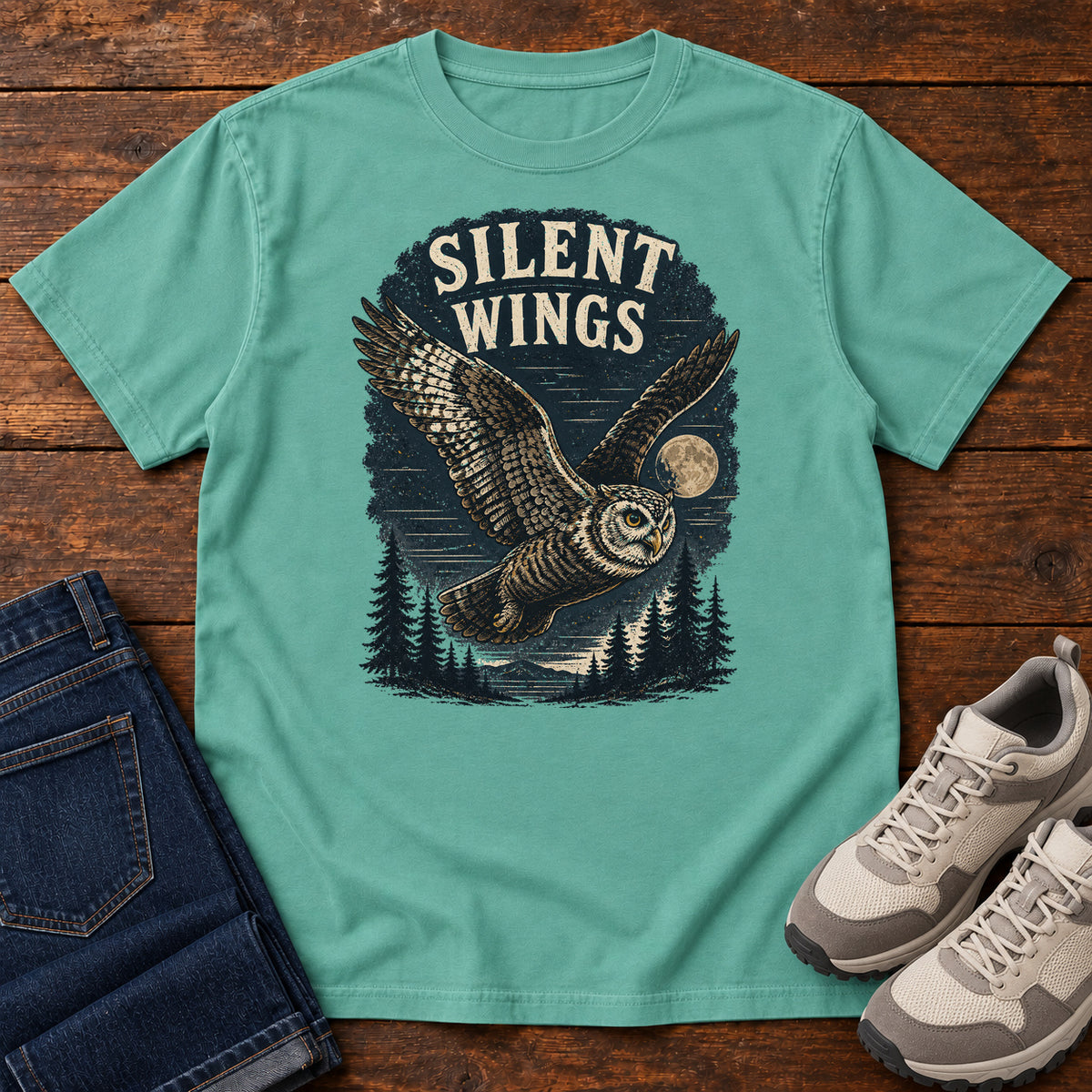 Silent Wings T-shirt in Seafoam