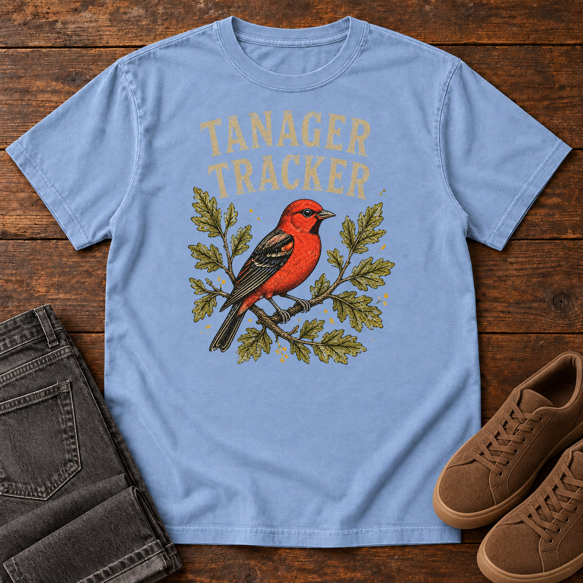 Tanager Tracker T-shirt in Washed Denim