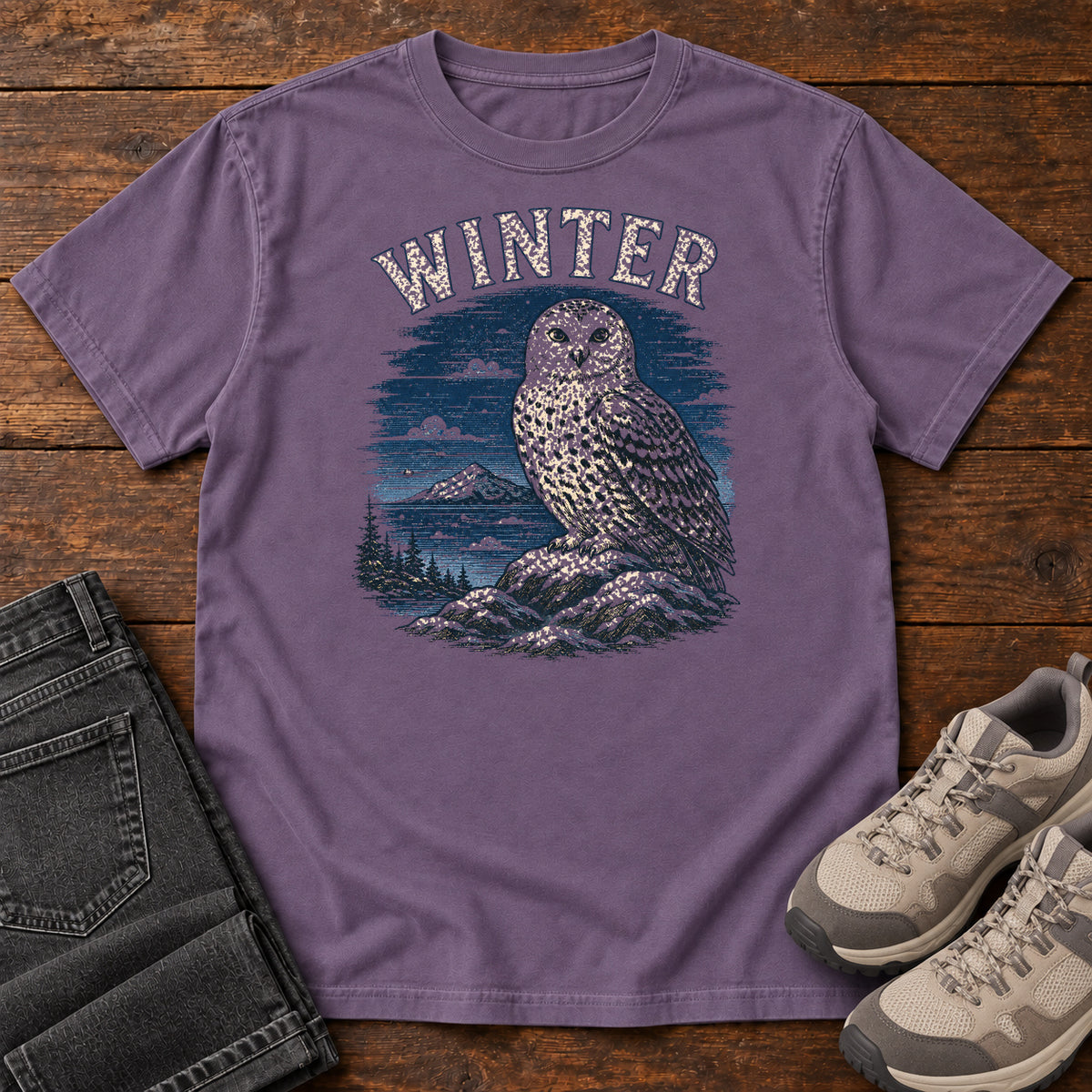 Winter Owl T-shirt in Grape