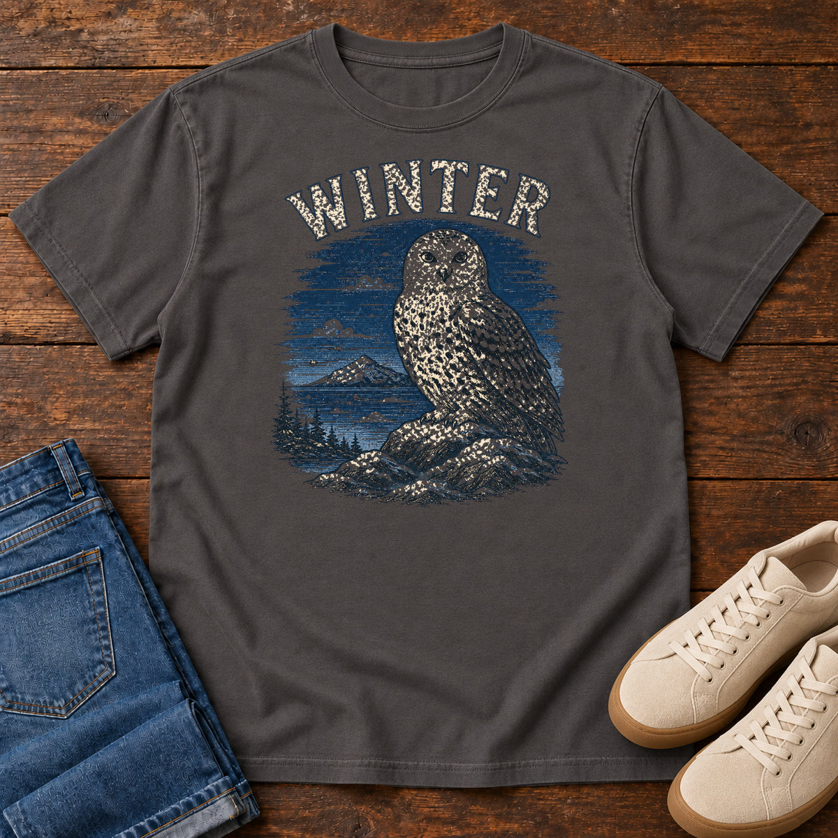 Winter Owl T-shirt in Graphite
