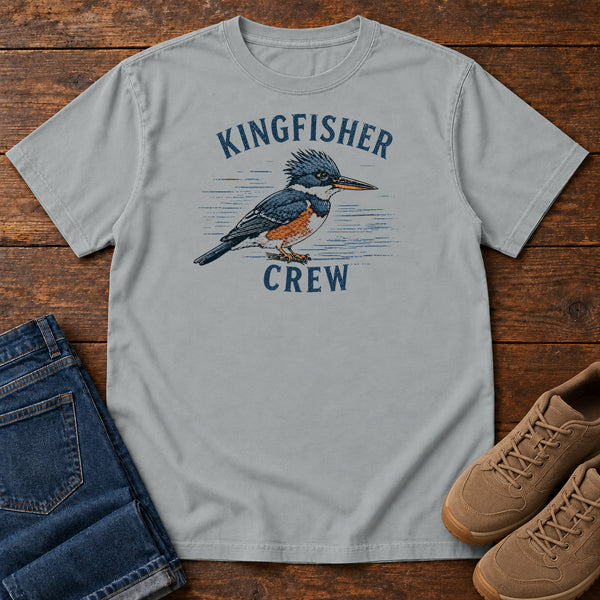 Kingfisher Crew T-shirt in Granite, front view