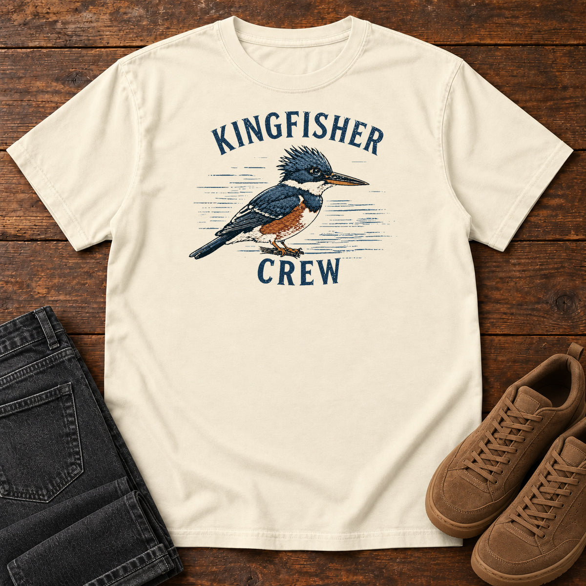 Kingfisher Crew T-shirt in Ivory