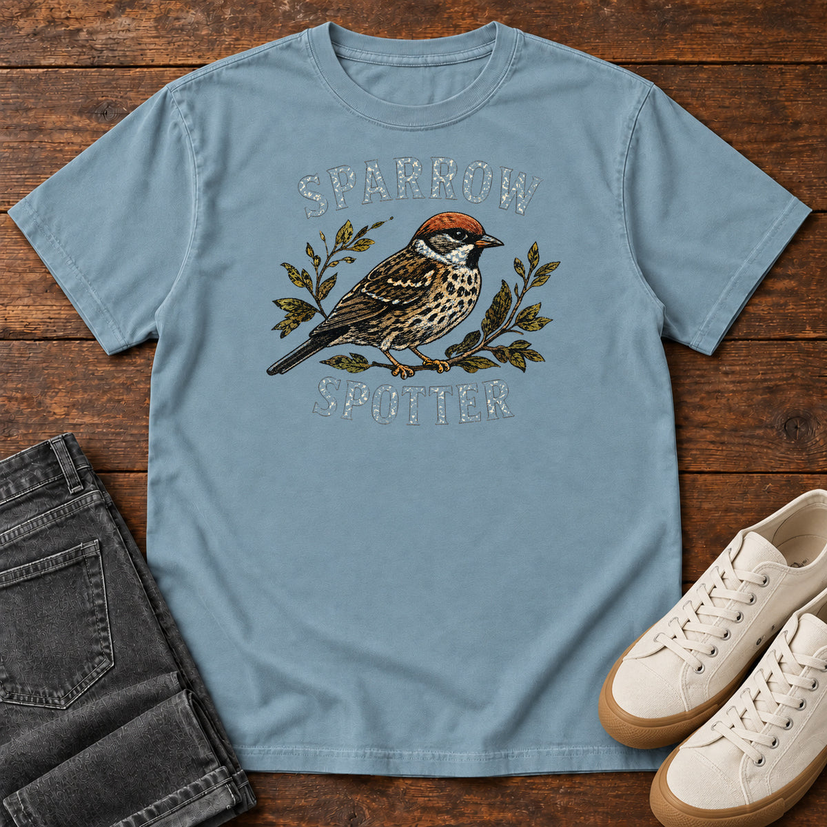 Sparrow Spotter T-shirt in Ice Blue