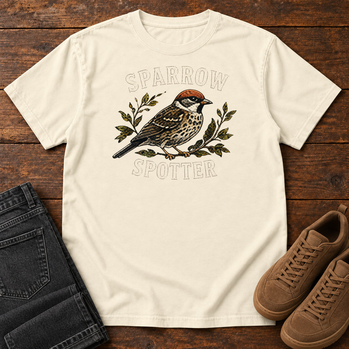 Sparrow Spotter T-shirt in Ivory