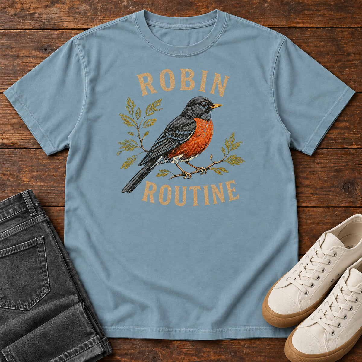 Robin Routine T-shirt in Ice Blue