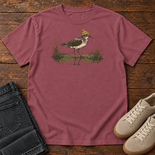 Plover at the Waterline T-shirt in Brick, front view