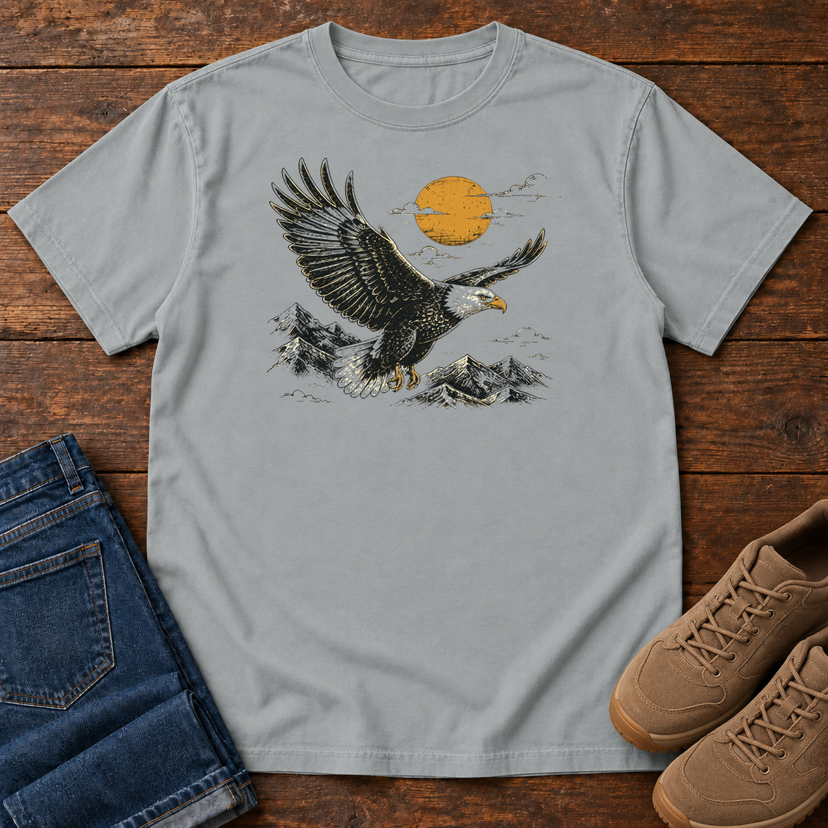 Eagle at Sunrise T-shirt in Granite